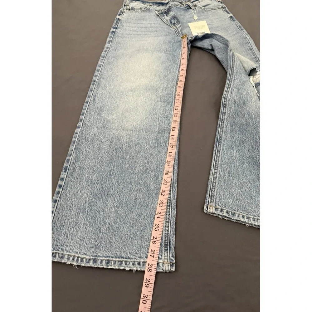 KanCan Jeans Womens 3/25 Light Wash Crossover Wide Leg Distressed High Rise NEW! - Picture 8 of 14